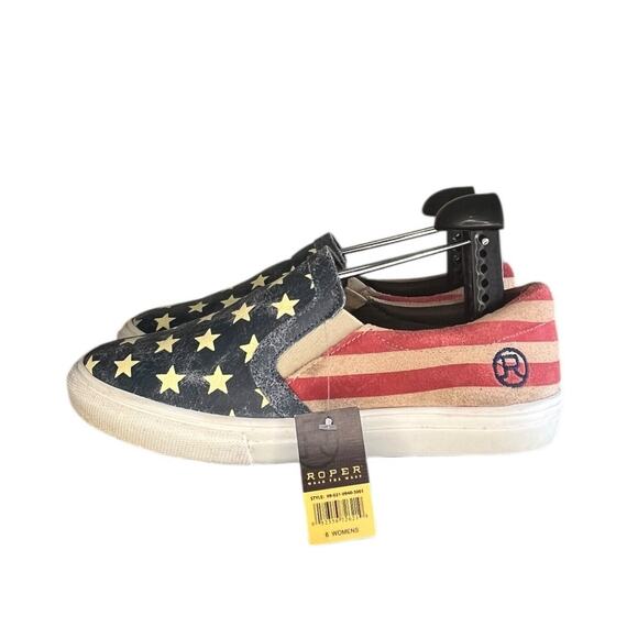 New Roper American Beauty Slip-On Sneaker Shoes Size 6 Red White Blue - Picture 1 of 5
